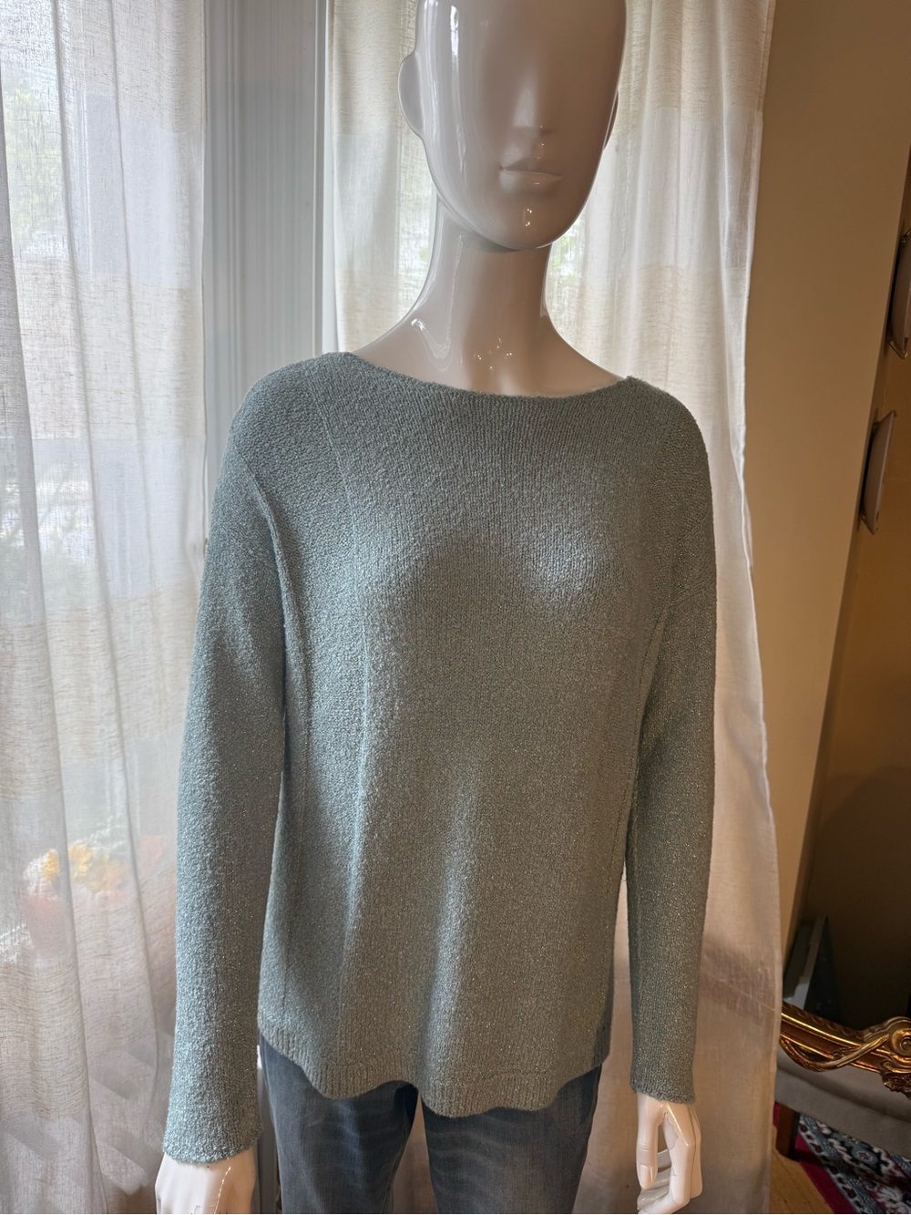 J. Jill Seafoam Green Off-the-Shoulder Sweater